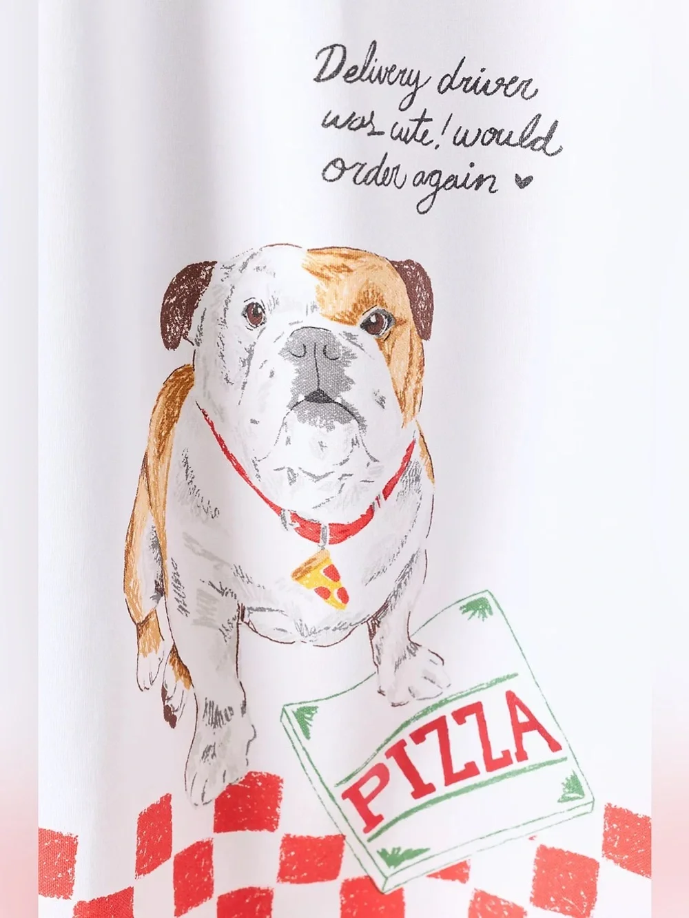 ANTHROPOLOGIE Dog Pizza Delivery Driver Dish Towel White/Red $24 NWT